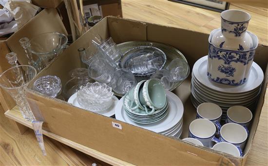 Tiffany blue and white ceramics, pottery and glassware